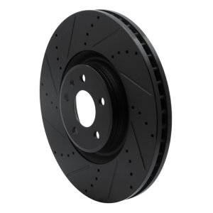 Audi A7 Brake Rotor (1) - Front Left - R1 Concepts - Drilled & Slotted - Black - `12-`18